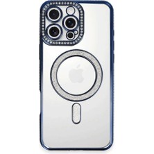 YM PAZARLAMA Iphone 16 Pro Max Kılıf Joke Simli Magneticsafe Kılıf - Lacivert