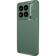 YM PAZARLAMA Mi 15 Pro Kılıf Auto Focus Karbon Kapak - Koyu Yeşil
