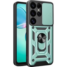 YM PAZARLAMA Galaxy S25 Ultra Kılıf Pars Lens Yüzüklü Silikon - Yeşil