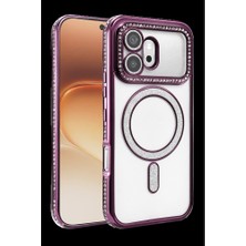 YM PAZARLAMA Huawei Honor 600 Joke Simli Magneticsafe Kılıf - Derin Mor