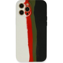 YM PAZARLAMA Iphone 12 Pro Kılıf Ebruli Lansman Silikon - Beyaz-Siyah