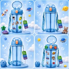Heydiye Mâbeyn Ikili Suluk 550 ml – Tritan Bpa-Bps Free Matara, Çift Hazneli, Çift Içim Kapaklı, Bilek ve Boyun Askılı, Sticker & 3D Figür Hediyeli