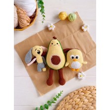 Design By Oykum 3'lü Amigurumi Oyuncaklar (Avokado+Penguen+Maskod)