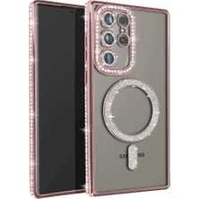 YM PAZARLAMA Galaxy S25 Ultra Kılıf Joke Simli Magneticsafe Kılıf - Pembe