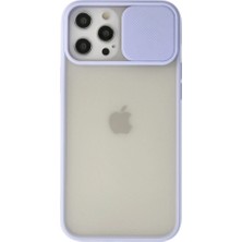 YM PAZARLAMA Iphone 12 Pro Max Kılıf Palm Buzlu Kamera Sürgülü Silikon - Lila