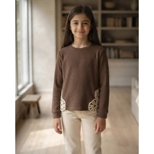 Latte – Kız Çocuk Siyah Dantel Detaylı Jakarlı Örme Sweatshirt