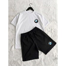 Belirtilmemiş 2'l Ünisexbmw Baskılı Penye T-Shirt& Şortlu Takım