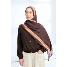 Armanda Soft Blush Floş Viskon Şal - Acı Kahve