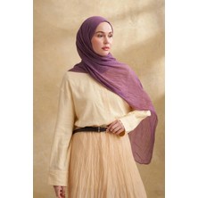 Armanda Müslin Yaprak Desen Şal 3351-186 Leylak