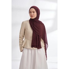 Armanda Müslin Dama Desen Şal 3350-BURGUNDY