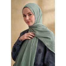 Armanda Müslin Yaprak Desen Şal - Mint Yeşili
