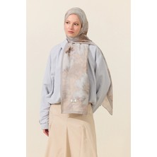 CS Camellia Scarf Flora Pamuk Viskon Şal - Gri Bej