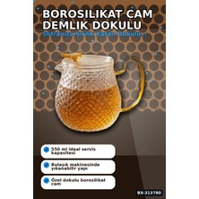 Semel 550 ml Borosilikat Cam Demlik Isıya Dayanıklı Dokulu Gövdeli Kapaklı Detay BX-313780