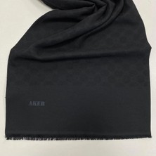 Aker Elegance Monogram Siyah Şal Ist 1090100 - 911 Tüm Sezonlar İçin Günlük Kullanıma Uygun Yumuşak Kumaş