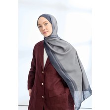 Armanda Soft Blush Floş Viskon Şal - Koyu Gri