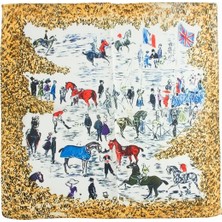 Zero Land Muratech Jokey Desenli Zr Şifon Fular 50X50 cm Kahverengi
