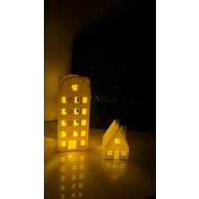 Nadar Studio Kış Evi Tealight Mumluk  2 Parça Ev / 2 Adet Tealight Hediyeli
