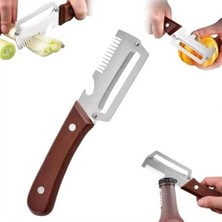 Munico Çok Fonksiyonlu Dikey Soyucu Paslanmaz Doğal Ahşap Sap Ergonomik Tasarım Dayanıklı Soyma