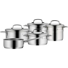 Happy Trend Wmf Mini 5 Parça Tencere Seti, Indüksiyon Uyumlu, Metal Kapaklı, Cromargan® Yüksek Kaliteli Paslanmaz Çelik, Üst Üste Saklanabilir