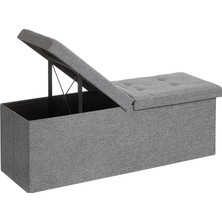 Happy Trend Songmıcs Depolama Alanlı Tabure, 110 x 38 x 38 Cm, 300 Kg'a Kadar Dayanıklı, Açık Gri LSF71G