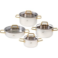 Happy Trend Jumbo Modena 8 Parça Titanyum Gold Tencere Seti