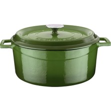 Happy Trend Lava Döküm Yuvarlak Tencere, Trendy, 28 Cm, 6.71 Litre Hacim, Yeşil