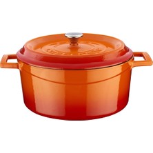 Happy Trend Lava Döküm Yuvarlak Tencere, Trendy, 24 Cm, Turuncu