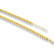 Happy Trend Premium Altın Kaplamalı Kararma Yapmaz Paslanmaz Çelik Altın Kolye Altın Zincir Kolye Ayarlanabilir Kanca 50/70 cm