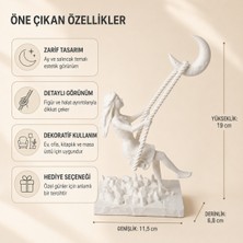 Eb Studio Ay Salıncağında Kadın Figürü Dekoratif Biblo Kırık Beyaz Ev Ofis Masaüstü Dekor 19 cm