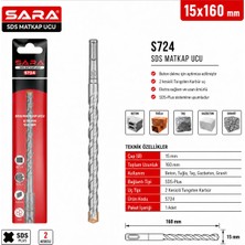 Sara S-724 Sds Plus Matkap Ucu – 15 x 160 Mm, 2 Kesicili, Tungsten Karbür Uçlu