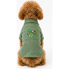 Patilemece Yeşil Keten Köpek Gömleği