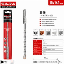 Sara S-549 Sds Plus Matkap Ucu – 10 x 160 Mm, 2 Kesicili, Tungsten Karbür Uçlu