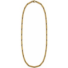 Stelle Jewelry Altın Renk Paslanmaz Çelik Grek Desenli Plaka Zincir Erkek Kolye 55 cm