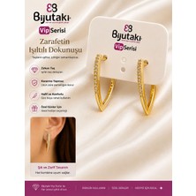 Bijutakı Gold Renk Taşlı V Model Küpe