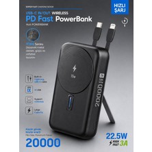 Deanb 22.5W Hızlı Şarj Powerbank Type-C Giriş Çıkışlı Kablolu Magsafe Uyumlu Taşınabilir Şarj Cihazı