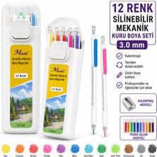 Bilgi Kitabevi Silinebilir Mekanik Kuru Boya Seti 12 Renkli Veya 24 Renkli 3 mm Versatil Kuru Boya Kalemi Yedek Uçlu Kalemtıraş Hediyeli