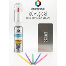 COLORGUARD Gümüş Gri Çelik Jant-Jant Kapağı Rötuş Seti - 2 si 1 Arada İğne ve Fırça Uçlu Şişe, Rötuş Çeliği ve Rötuş Çubuğu