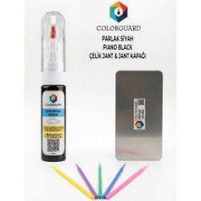 COLORGUARD Parlak Siyah Çelik Jant-Jant Kapağı Rötuş Seti - 2 si 1 Arada İğne ve Fırça Uçlu Şişe, Rötuş Çeliği ve Rötuş Çubuğu