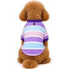 Patilemece Mor Çizgili Köpek T Shirt