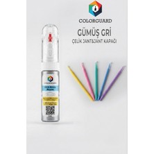 COLORGUARD Gümüş Gri Çelik Jant-Jant Kapağı Rötuş Boyası ve 5'li Rötuş Çubuğu Hassas Uygulama Seti