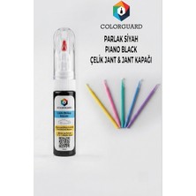 COLORGUARD Parlak Siyah Çelik Jant-Jant Kapağı Rötuş Boyası ve 5'li Rötuş Çubuğu Hassas Uygulama Seti