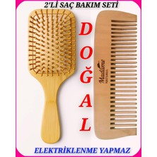 Madame Naturel 2'li %100  Doğal Bambu Tarak ve Ahşap Tarak Seti