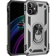 Marsilyan™- Apple Iphone 12 Kılıf Sofya Yüzüklü Silikon Kapak - Gümüş