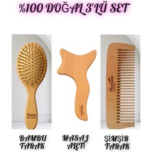Madame Naturel %100 Doğal 3`lü Set (Bambu Tarak - Masaj Aleti - Ahşap Tarak)