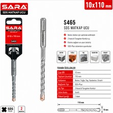 Sara S465 Sds Plus Matkap Ucu – 10 x 110 Mm, 2 Kesicili Tungsten Karbür Uçlu