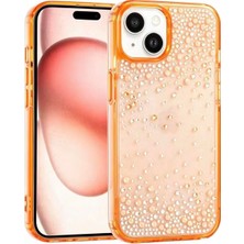 iPhone 15 Kılıf Kamera Yükseltili Simli Damla Taşlı Silikon Axaktif