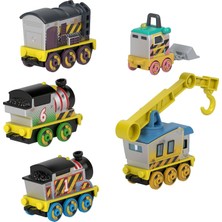 PopŞeker Thomas 5'li Dökme Metal Mini Tren Seti - Dayanıklı Metal Sürat Treni ve Vagon Figürleri Oyuncak Seti