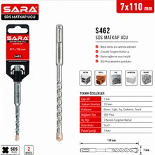 Sara S462 Sds Plus Matkap Ucu – 7 x 110 Mm, 2 Kesicili Tungsten Karbür Uçlu
