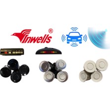 Inwells INW026011 Park Sensörü E2 Model Ekranlı, Ses Ikazlı ve 4 Gözlü Gri Renkli Park Sensörü Seti