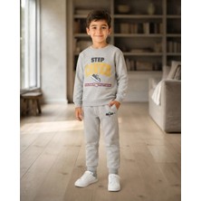 Erkek Çocuk Açık Gri Step Out Baskılı Ikili Rahat Takım
